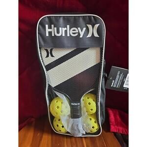 NEW HURLEY Pickleball Set Carry Case 2 Paddles 4 Balls Comfort Grip Black